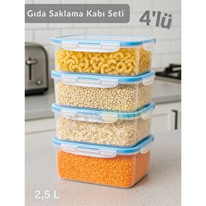 4'lü Vakumlu Saklama Kabı Seti Hava Almaz Bpa Free Kilitlenebilir gıda Erzak Kabı 2.5 L