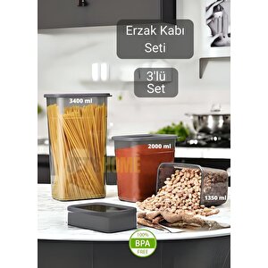 3’lü Erzak Kabı Seti Dikdörtgen Saklama Kutusu Yiyecek Kabı Bpa Free