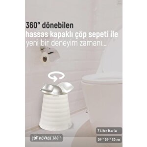 Çöp Kovası Bas-çek Kapaklı Çöp Kutusu Banyo Çöp Kovası Beyaz 7 Litre