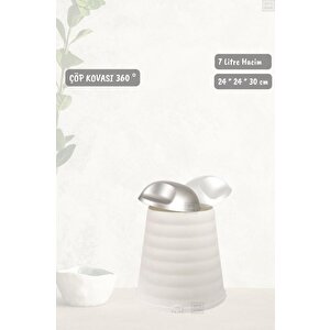 Çöp Kovası Bas-çek Kapaklı Çöp Kutusu Banyo Çöp Kovası Beyaz 7 Litre