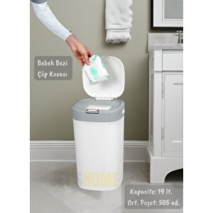 Bebek Bezi Kovası Kokusuz Kendinden Poşetli Kartuşlu Bebek Bezi Çöp Kovası 19 Lt.