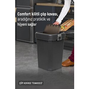 Banyo Çöp Kovası 18 Lt Banyo Çöp Kutusu Antrasit Motek Çöp Kovası