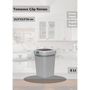Çöp Kovası Aç-kapa Banyo Çöp Kutusu Küçük Mutfak Çöp Kovası Gri 8 Litre