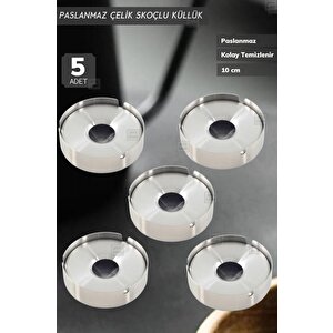 5’li Set Skoçlu Küllük 10 Cm Paslanmaz Çelik Kül Tablası Sigara Küllüğü