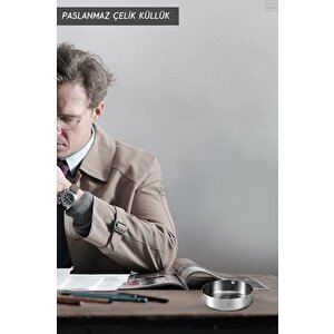 2’li Set Küllük 8 Cm Paslanmaz Çelik Kül Tablası Sigara Küllüğü