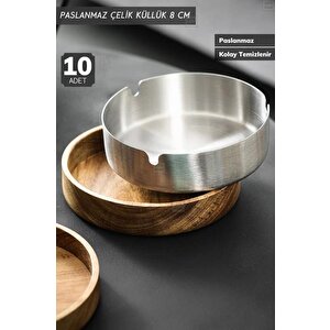 10’lu Set Küllük 8 Cm Paslanmaz Çelik Kül Tablası Sigara Küllüğü