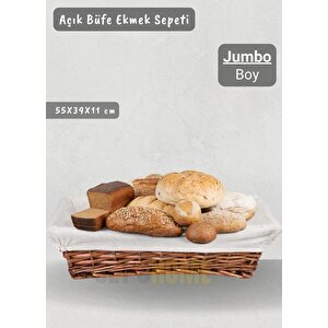 Hasır Ekmek Sepeti Dikdörtgen Açık Büfe Sepeti Yılbaşı Sepeti Jumbo Boy 55 Cm