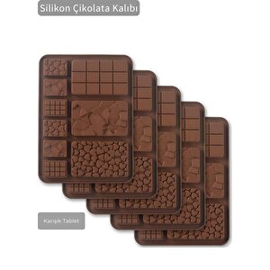 Karışık Tablet Desen Çikolata Kalıbı Bpa Free Buz Kalıbı Silikon Tatlı Kalıbı yapışmaz kalıp