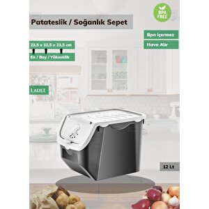 Tekli Beyaz Patateslik Soğanlık Erzak Kutusu Patates Soğan Sepeti Sebzelik 12 Lt