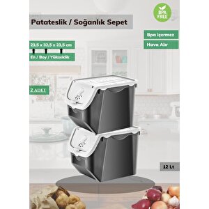 2’li Beyaz Patateslik Soğanlık Erzak Kutusu Patates Soğan Sepeti Sebzelik 12 Lt* 2