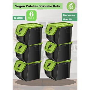 6’lı Yeşil Patateslik Soğanlık Erzak Kutusu Patates Soğan Sepeti Sebzelik 12 Lt* 6