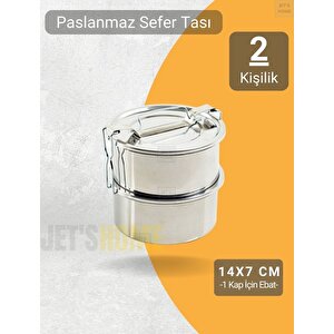 2’li Sefer Tası 14x7 Cm Yemek Taşıma Kabı Paslanmaz Çelik No:2 Kapasite 2 Kişilik