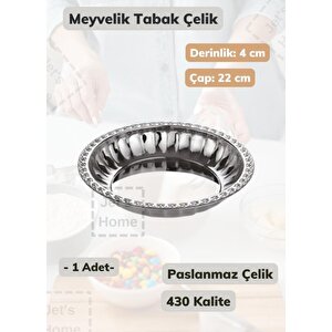 Çelik Meyvelik Tabak 22 Cm Paslanmaz Çelik Tabak