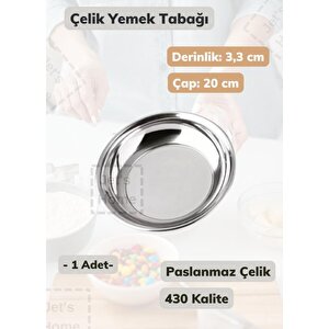 Çelik Yemek Tabağı 20 Cm Paslanmaz Çelik Tabak
