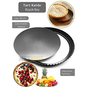 Büyük Boy Tart Kalıbı Çıkartılabilir Tabanlı Turta Kalıbı Karbon Çelik Kek Kalıbı 28 Cm