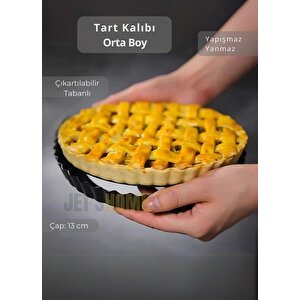 Orta Boy Tart Kalıbı Çıkartılabilir Tabanlı Turta Kalıbı Karbon Çelik Kek Kalıbı 13 Cm