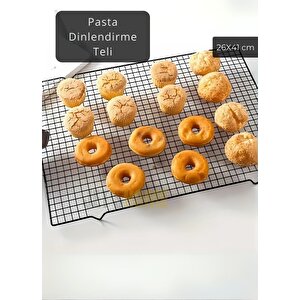 Küçük Boy Pasta Soğutma Dinlendirme Teli Ekmek Kek Kurabiye Soğutma Teli Glaso Teli 41x26 Cm