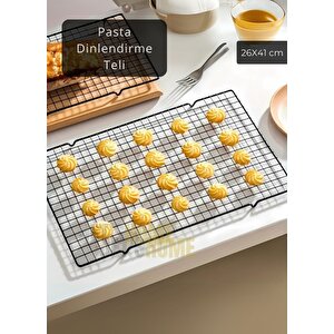 Küçük Boy Pasta Soğutma Dinlendirme Teli Ekmek Kek Kurabiye Soğutma Teli Glaso Teli 41x26 Cm