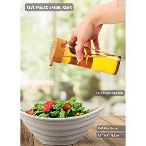 Bambu Renk Sıvı Yağdanlık Plastik Yağ Şişesi Dokunmatik Yağlık 0,45 Litre Bpa Free