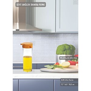 Bambu Renk Sıvı Yağdanlık Plastik Yağ Şişesi Dokunmatik Yağlık 0,45 Litre Bpa Free