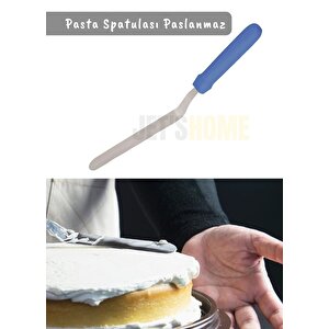 Eğik Pasta Spatulası Paslanmaz Krema Spatula Çelik Orta Boy 38 Cm
