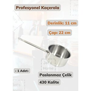 Profesyonel Kaçerola 22 Cm Paslanmaz Çelik 430 Kalite