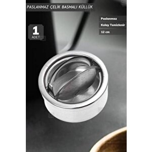 Tekli Basmalı Küllük 12 Cm Paslanmaz Çelik Kül Tablası Sigara Küllüğü