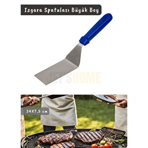 Barbekü Spatulası Paslanmaz Izgara Spatulası Çelik Hamburger Spatulası 34 Cm