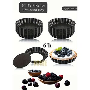 6’lı Set Mini Boy Tart Kalıbı Çıkartılabilir Tabanlı Turta Kalıbı Karbon Çelik Kek Kalıbı 10 Cm