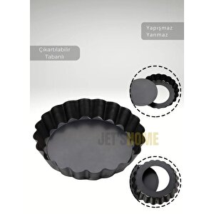 6’lı Set Mini Boy Tart Kalıbı Çıkartılabilir Tabanlı Turta Kalıbı Karbon Çelik Kek Kalıbı 10 Cm