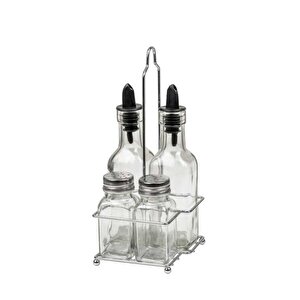 4’lü Set Yağdanlık Takımı 200 Ml Cam Tuzluk Seti Baharatlık Yağlık Sirkelik Tuzluk