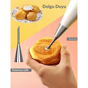 Büyük Boy Dolgu Duyu Paslanmaz Puf Başlığı Şanti Dolum Duyu Krema Torbası Sıkma Ucu Duy
