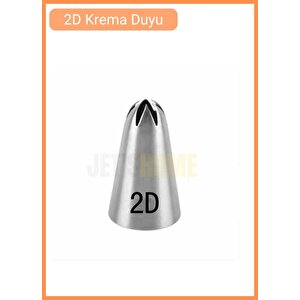 2d Kapalı Yıldız Desen Krema Duyu Büyük Boy Pasta Duyu Paslanmaz Çelik Krema Torbası Ucu 2.5x1.3x4.4 Cm