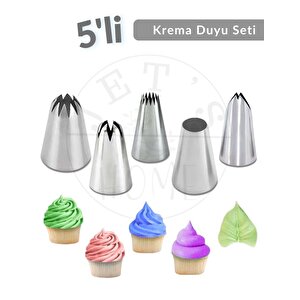 5' Li Krema Duyu Seti Büyük Boy Pasta Dolgu Kreması Paslanmaz Şanti Duyu Çelik Set-1
