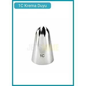 1c Kapalı Yıldız Desen Krema Duyu Büyük Boy Pasta Duyu Paslanmaz Çelik Krema Torbası Ucu 3.0x1.8x4.6 Cm