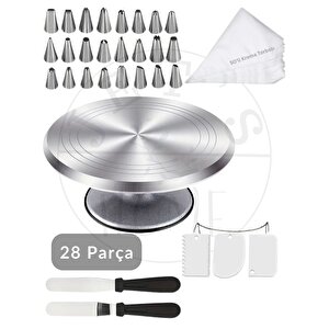 29 Parça Pasta Süsleme Seti Paslanmaz Çelik Stand Krema Duyu-torbası Pasta Bıçağı
