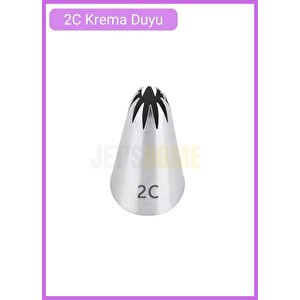 2c Kapalı Yıldız Desen Krema Duyu Büyük Boy Pasta Duyu Paslanmaz Çelik Krema Torbası Ucu 2.5x1.4x3.9 Cm