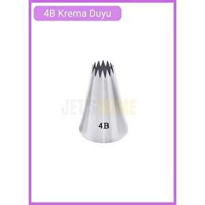 4b Açık Yıldız Desen Krema Duyu Büyük Boy Pasta Duyu Paslanmaz Çelik Krema Torbası Ucu 2.5x1.2x3.8 Cm