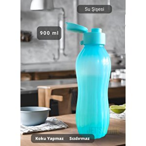 Su Şişesi Sızdırmaz Kapak Okul Matarası Bpa Free Suluk Orta Boy Kokusuz Matara Mavi 900 Ml