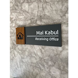 Wooden Serisi Mal Kabul Kapı İsimliği Yönlendirme Levhası