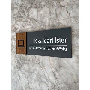 Wooden Serisi İnsan Kaynakları İdari İşler Ofis Departman Kapı İsimliği Yönlendirme Levhası