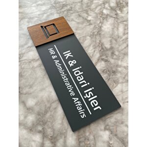 Wooden Serisi İnsan Kaynakları İdari İşler Ofis Departman Kapı İsimliği Yönlendirme Levhası