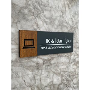 Wooden Serisi İnsan Kaynakları İdari İşler Ofis Departman Kapı İsimliği Yönlendirme Levhası
