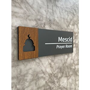 Wooden Serisi Pleksi Mescid Departman Kapı Isimliği Yönlendirme Levhası