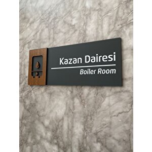 Wooden Serisi Kazan Dairesi Kapı Isimliği Yönlendirme Levhası