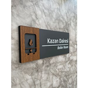 Wooden Serisi Kazan Dairesi Kapı Isimliği Yönlendirme Levhası