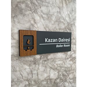 Wooden Serisi Kazan Dairesi Kapı Isimliği Yönlendirme Levhası