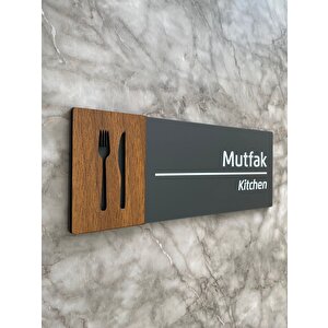 Wooden Serisi Mutfak Departman Kapı Isimliği Yönlendirme Levhası