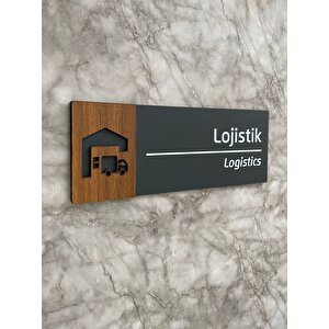 Wooden Serisi Lojistik Departman Kapı İsimliği Yönlendirme Levhası