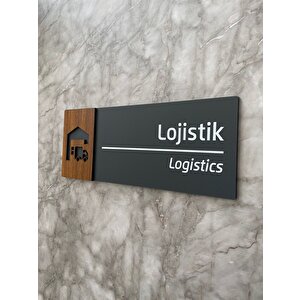 Wooden Serisi Lojistik Departman Kapı İsimliği Yönlendirme Levhası